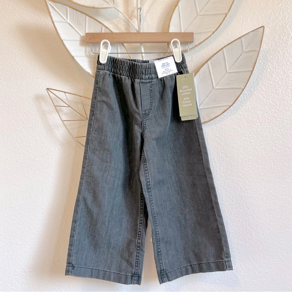 NWT H&M Black Chambray Denim Wide Leg Jeans
